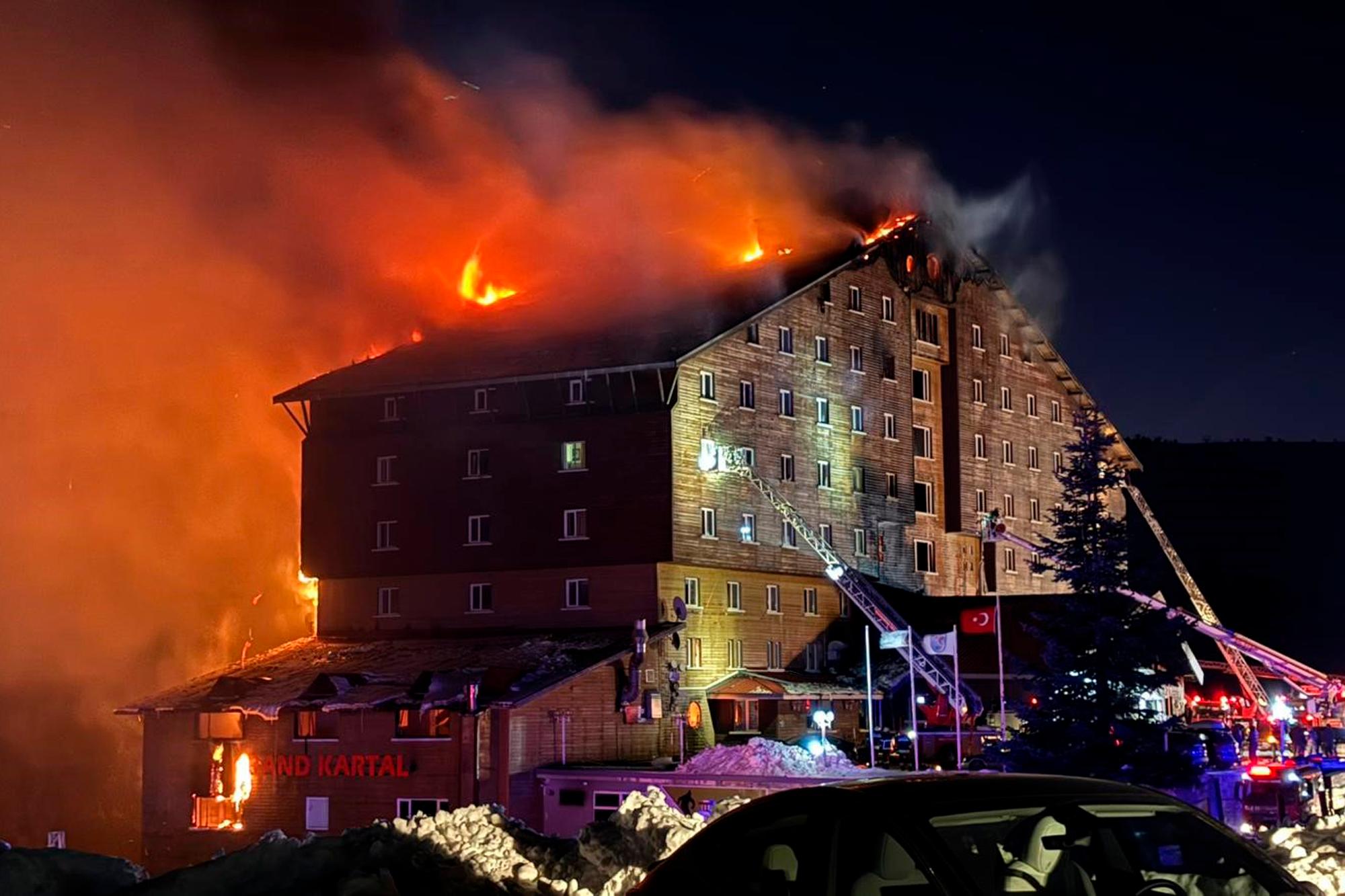 At least 66 dead and 51 injured in a hotel fire at a ski resort in northwestern Turkey